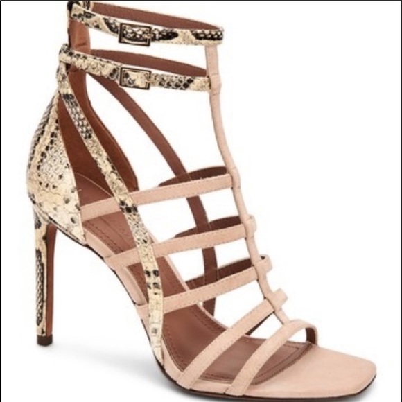 BCBGMAXAZRIA Ilsa Snake Embossed Caged Sandals Size 8.5 - Picture 1 of 8
